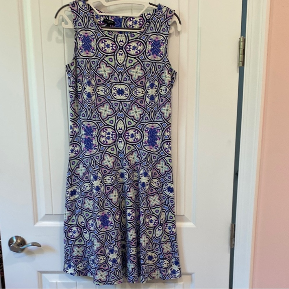 Talbots Blue and White Sleeveless A-Line dress